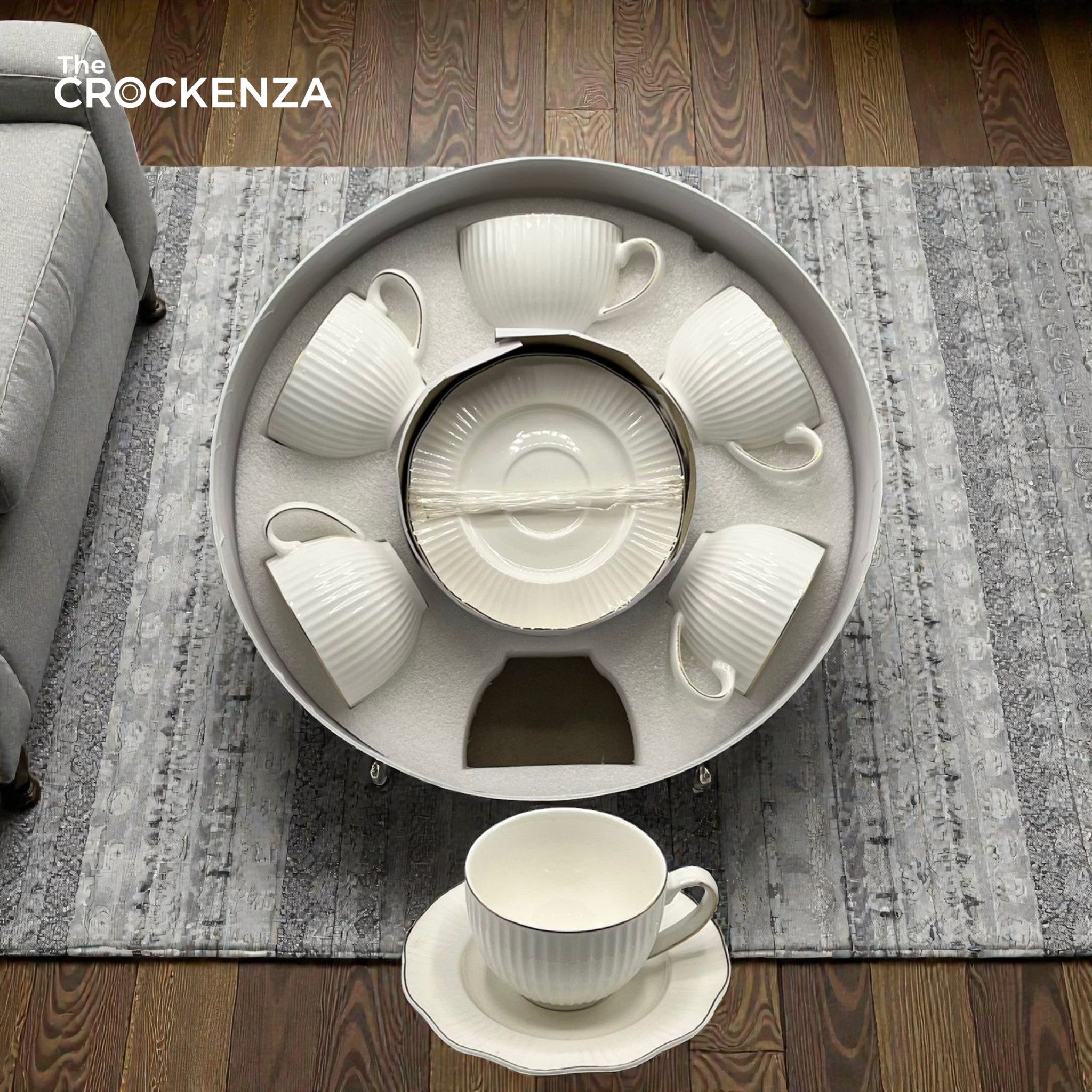 Luxury White Porcelain Tea Cup & Saucer Set – 12 Pcs Elegant Coffee Cups Set for Home, Office & Gift