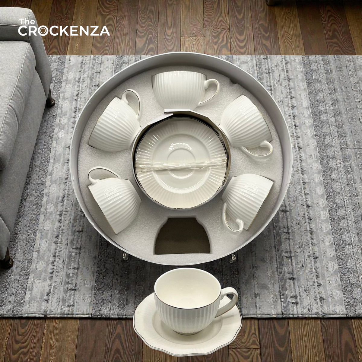 Luxury White Porcelain Tea Cup & Saucer Set – 12 Pcs Elegant Coffee Cups Set for Home, Office & Gift