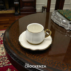 Luxury White Porcelain Tea Cup & Saucer Set – 12 Pcs Elegant Coffee Cups Set for Home, Office & Gift