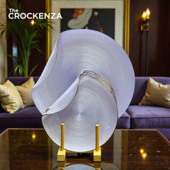 KYNZO Aurora 7-Piece Dessert & Cake Platter Set – Textured Lavender Glass with Gold Edging