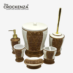 The Crockenza Imperial Ivory Gold 6-Piece Bath Set | Luxury Vintage Baroque Bathroom Accessories