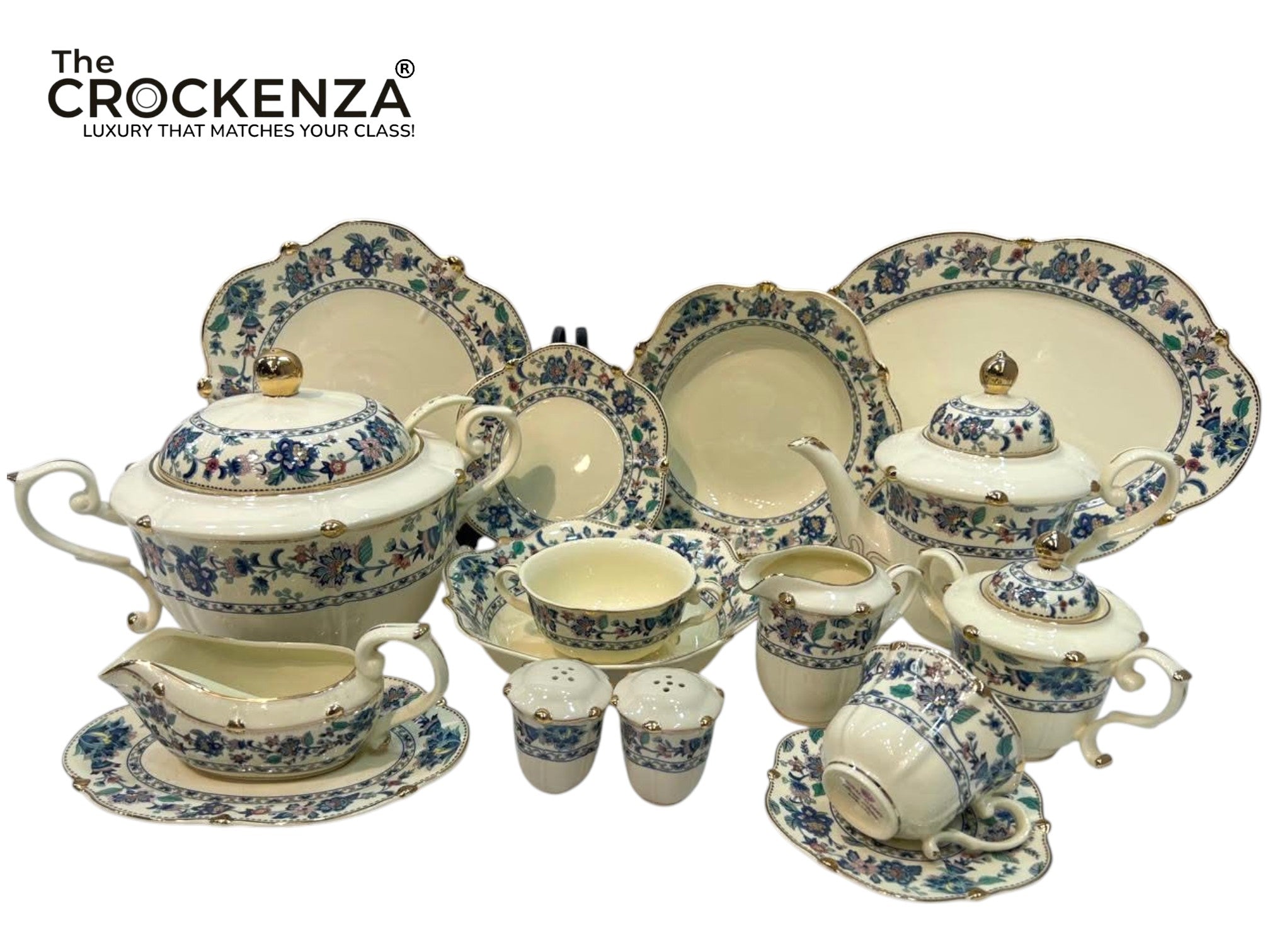 Royal Albert-Style 8-Person Vintage Floral Bone China Dinner Set