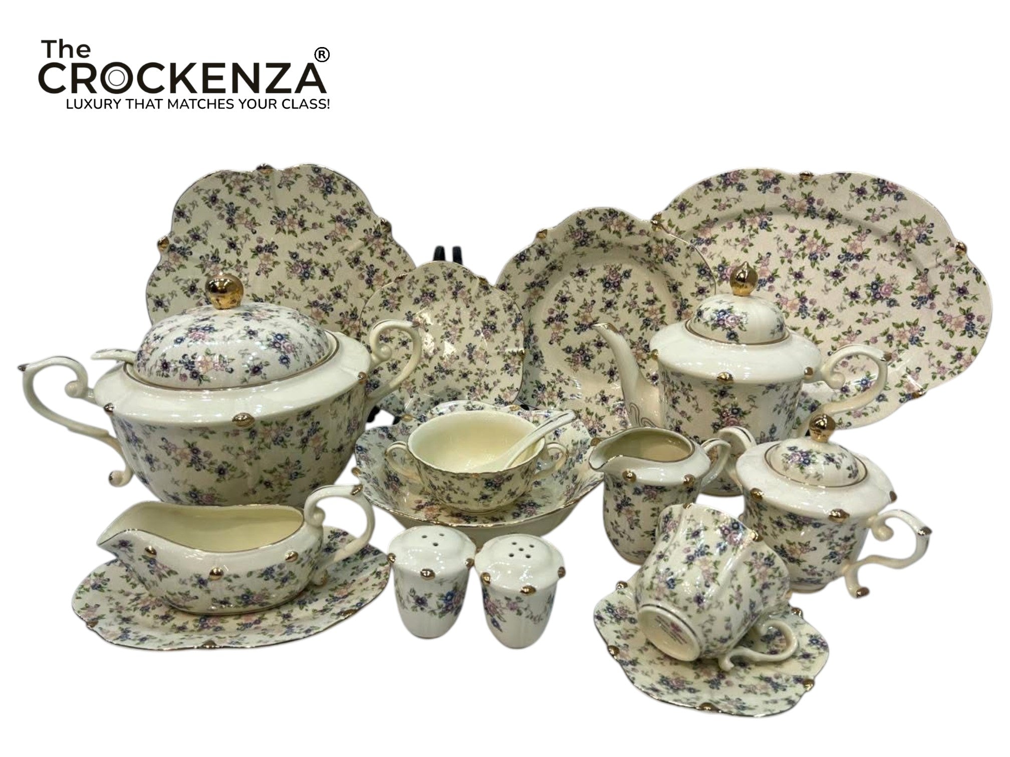 Imported Premium 75 Pcs Dinner Set for 8-persons Serving - Inspired by Royal Albert England