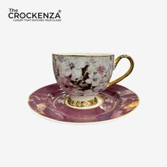Victorian Flora Tea Cup & Saucer Set – Johnson Bros-Inspired Vintage Chintz with Gold Detailing