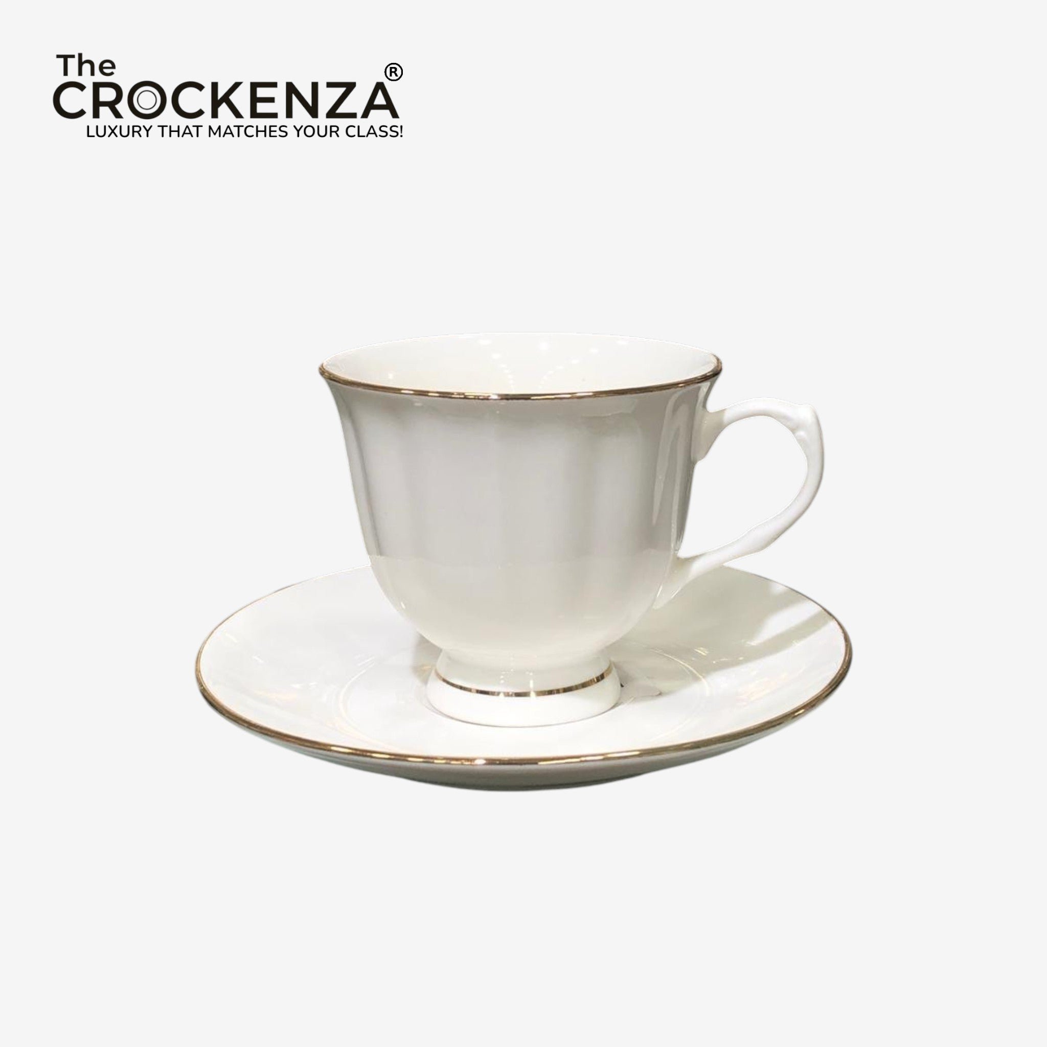 Premium White & Gold Porcelain Cup & Saucer Set – Perfect for Office Tea & Coffee Serving