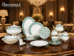 Johnson Bros Inspired Royal Mint & Botanical Floral Luxury Dinner Set – Premium Imported Bone China tableware