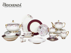 Johnson Bros Inspired Imperial Maroon & Floral Luxury Dinner Set –  Imported Bone China