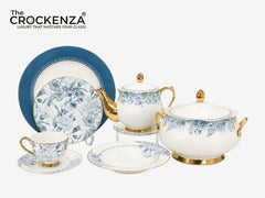 Johnson Bros Inspired Royal Floral Bone China Luxury Dinner Set | 65 & 89 Piece Gold-Gilded Collection