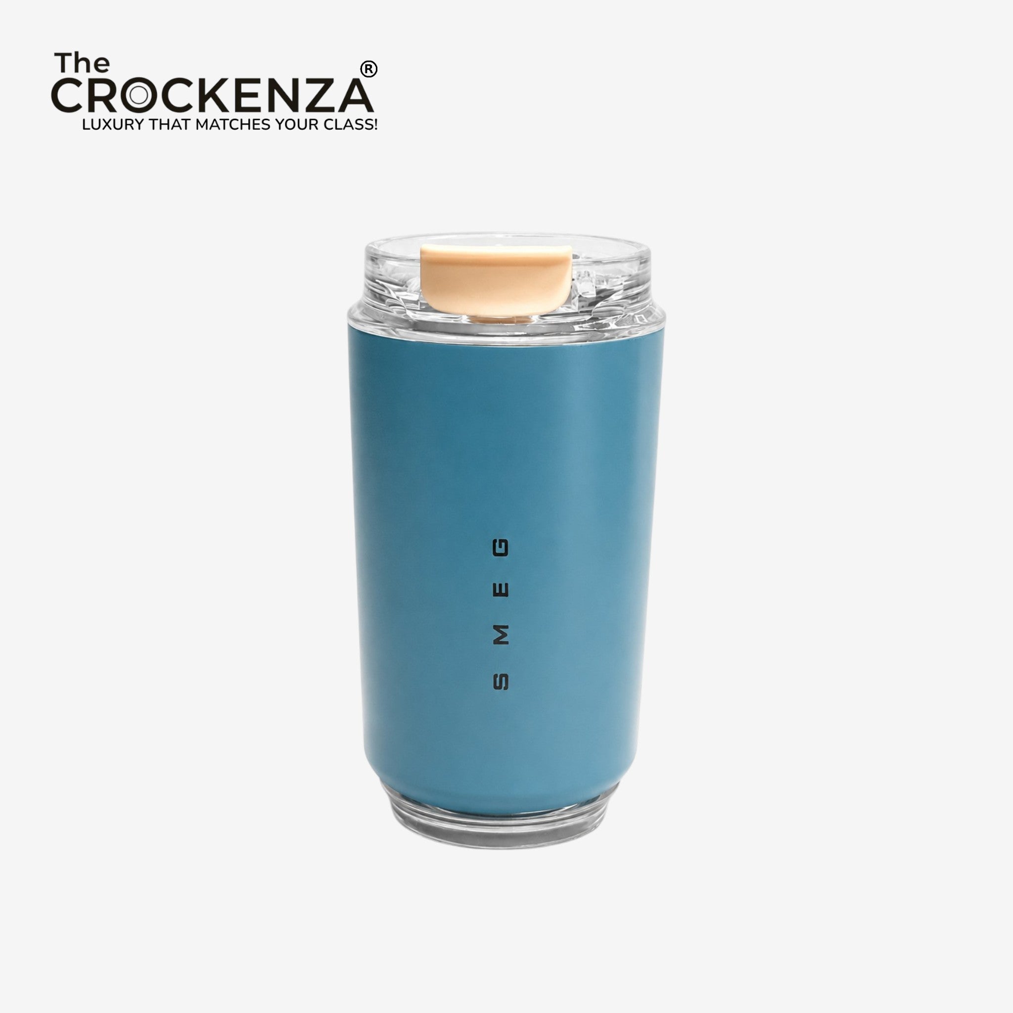 SMEG Style Premium Stainless Steel Travel Tumbler – Leak-Proof Coffee Cup with Clear Lid | Sky Blue 320ML