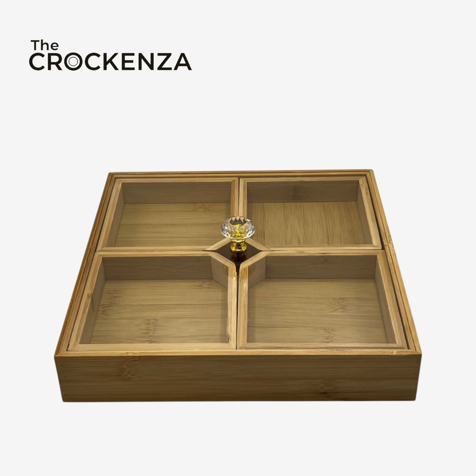 4-Partition Wooden Dry Fruit Box – Premium Dry Fruit Organiser with Acrylic Lid