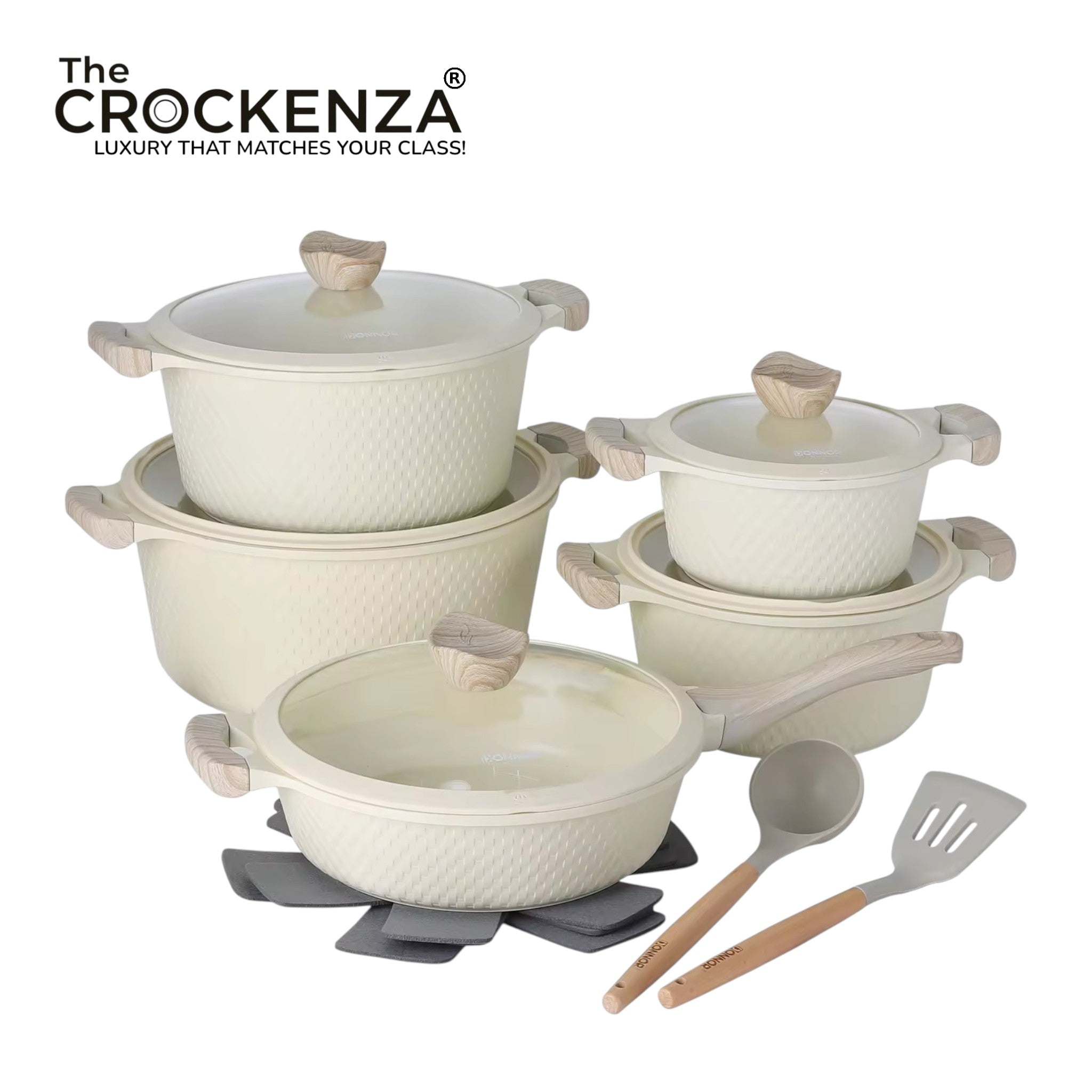 DONNOR GLORY 15-Piece Premium Non-Stick Cookware Set – Luxury Cooking Pots, Fry Pan & Kitchen Utensils | Induction Bottom