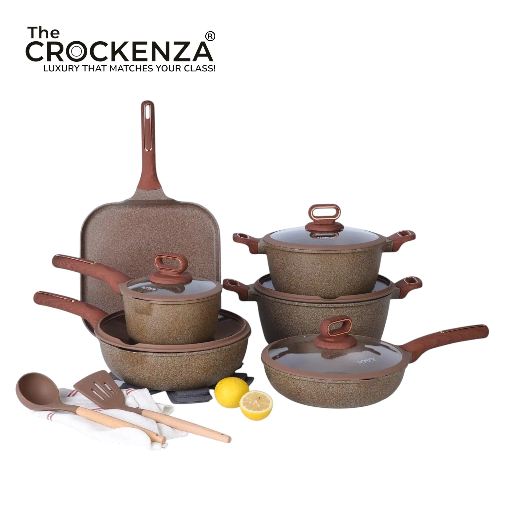 Imported DONNOR BERRY 16-Piece Healthy Granite-coated Cookware Set | Induction Bottom
