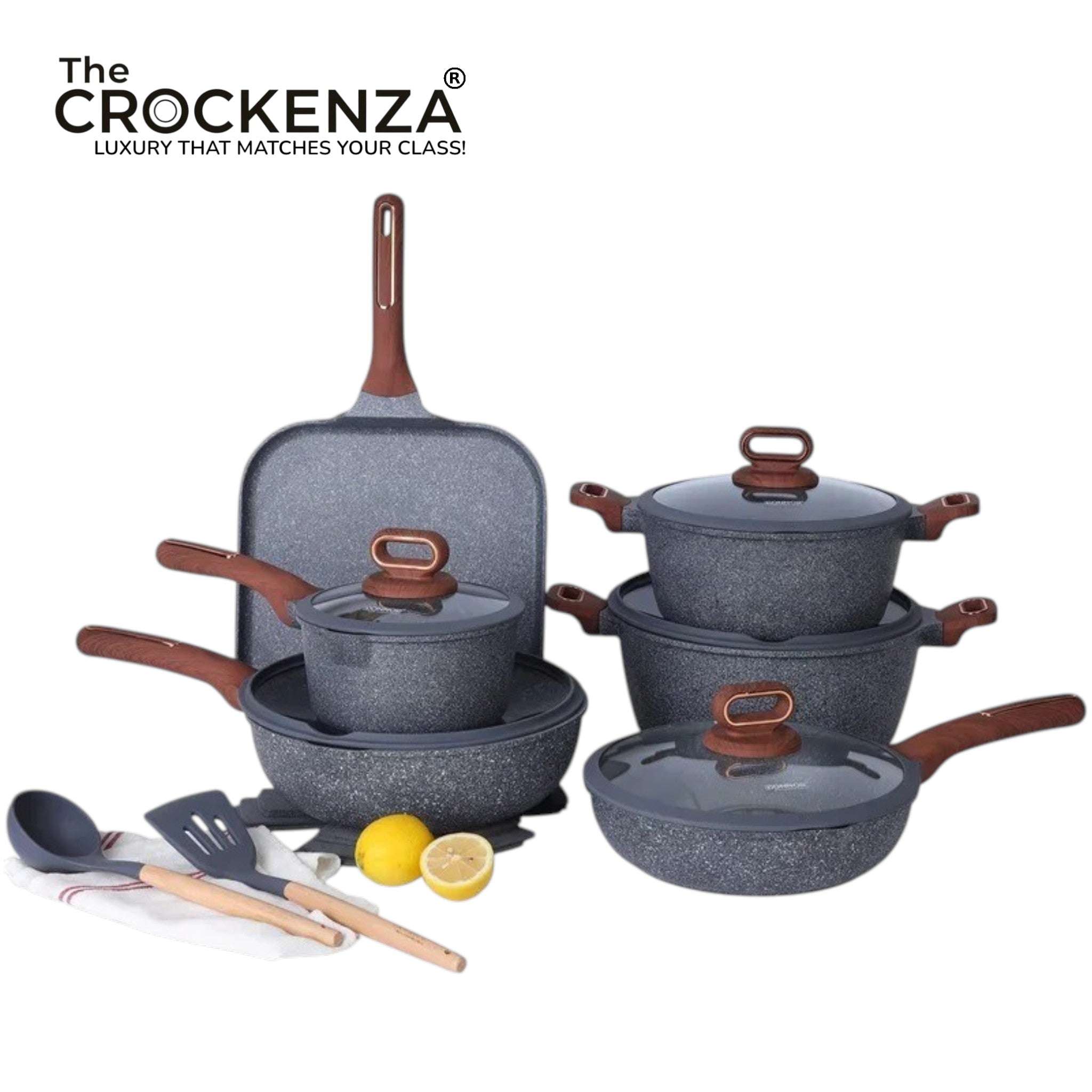 Imported DONNOR BERRY 16-Piece Healthy Granite-coated Cookware Set | Induction Bottom