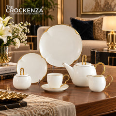 Imperial Thailand Inspired 24 Piece Luxury Porcelain Tea Set – White & Gold Premium Tea Service