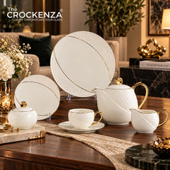 Imperial Thailand Inspired 24 Piece Luxury Porcelain Tea Set – White & Gold Premium Tea Service