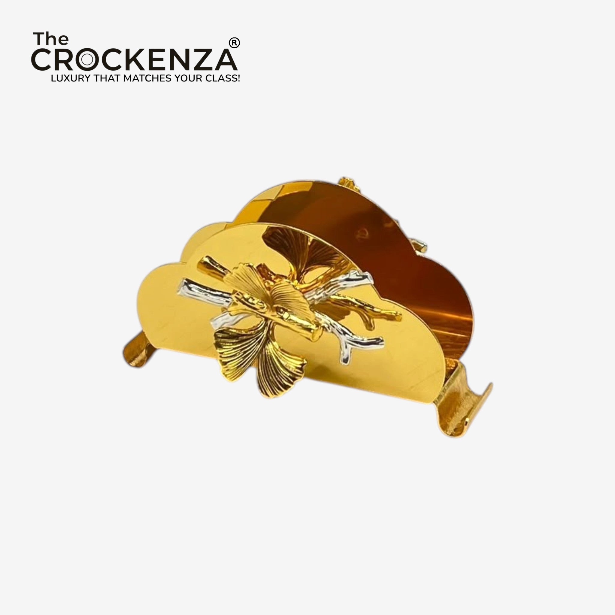 Luxury Gold Napkin Holder Stand with Ginkgo Leaf Design