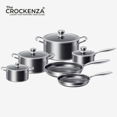 Imported Kissing the Kitchen 10-piece Laser-Coated Honeycomb Cookware Set with Glass Lids