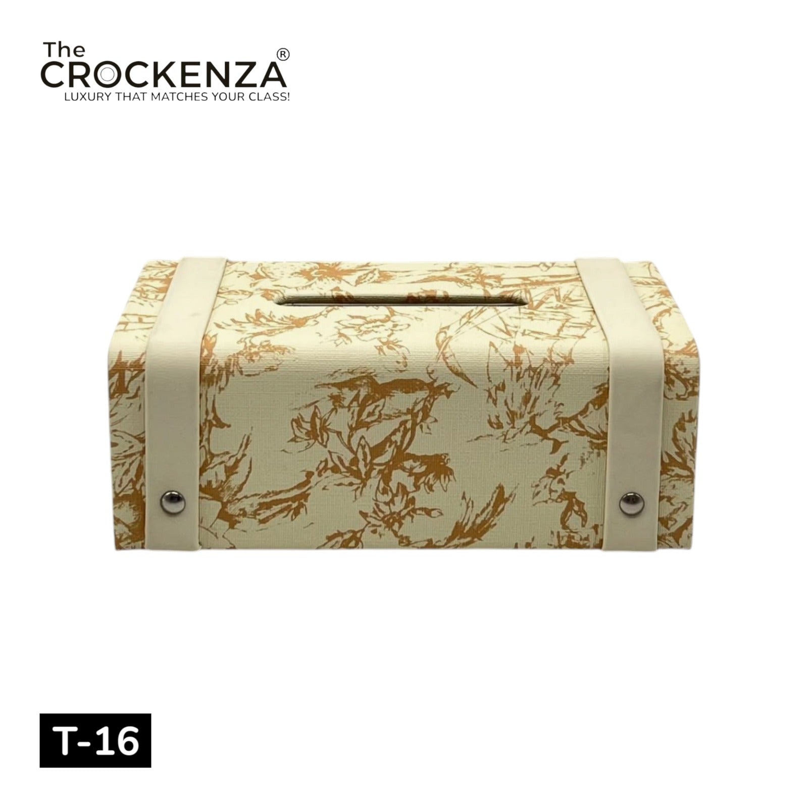Luxury Velvet Tissue Box Holder – Cream Floral Decorative Tissue Cover