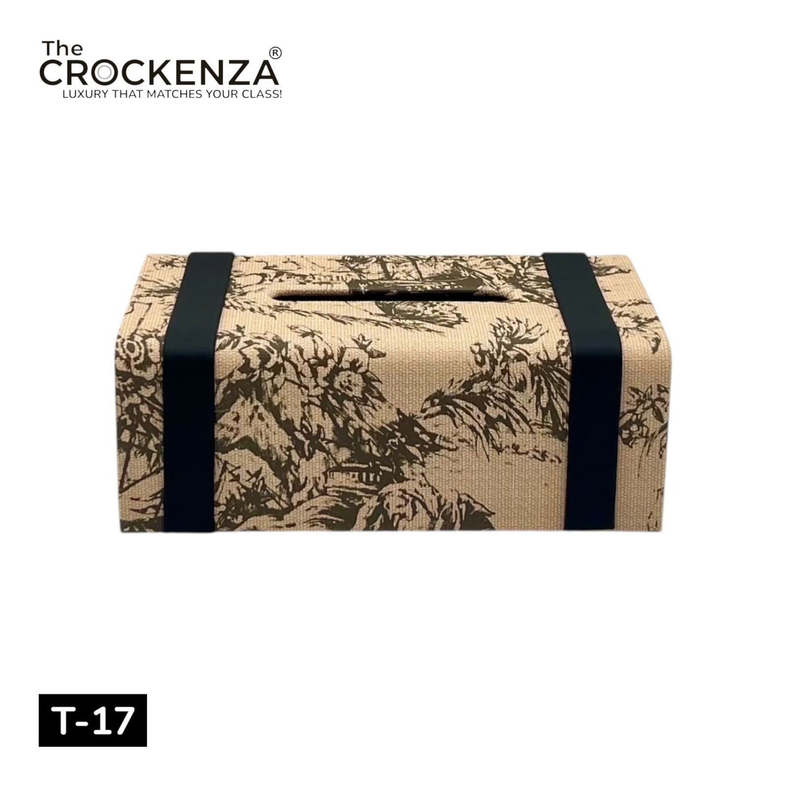 Luxury Beige Floral Tissue Box Holder – Decorative Fabric Tissue Cover