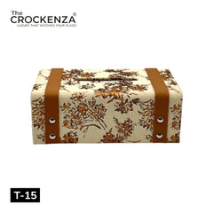 Luxury Floral Tissue Box Holder – Cream & Brown Decorative Tissue Cover