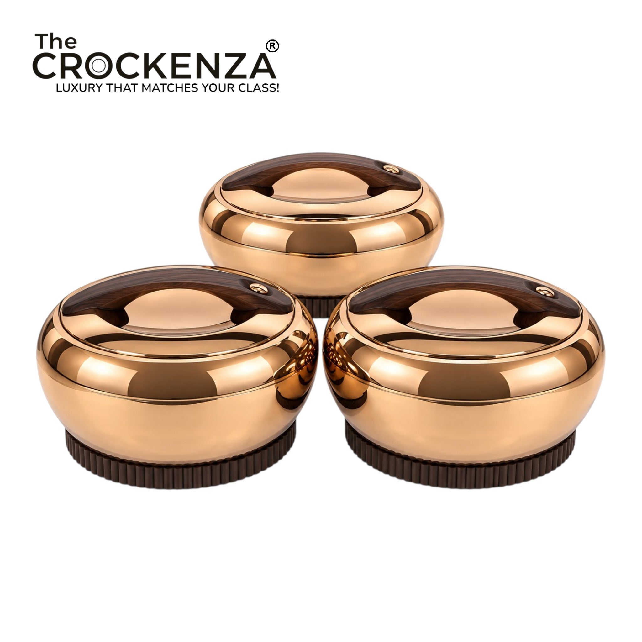 Imported Forever Gold Hotpot Set – Shine Copper with Dark Wooden Finish (4L, 5L & 6L)
