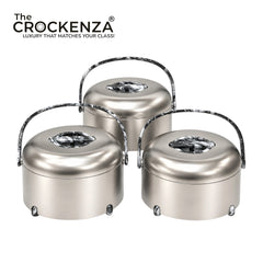 Imported Forever Gold Hotpot Set –Matte Nickel with Black Marble Finish (3L, 4L & 5L)
