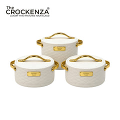 Imported Forever Gold 3-Piece Hotpot Set – White & Gold | 1.5L, 2L & 2.5L