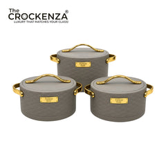 Imported Forever Gold 3-Piece Hotpot Set – Warm Grey & Gold | 1.5L, 2L & 2.5L