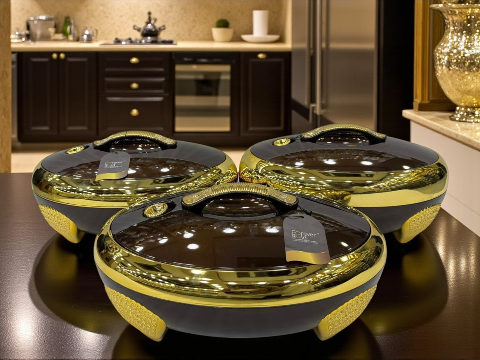 Imported Forever Gold Royal Oval-shapped Hot pots (Brown) | Maintain the warmth for hours | Available in three sizes