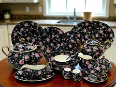 Imported Bone China 75 Pcs Dinner Set for 8-persons Serving - Inspired by Royal Albert England