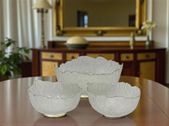 Elegant Frosted Glass Bowl Set with Gold Rim – 7-Piece for Serving Desserts & Fruits