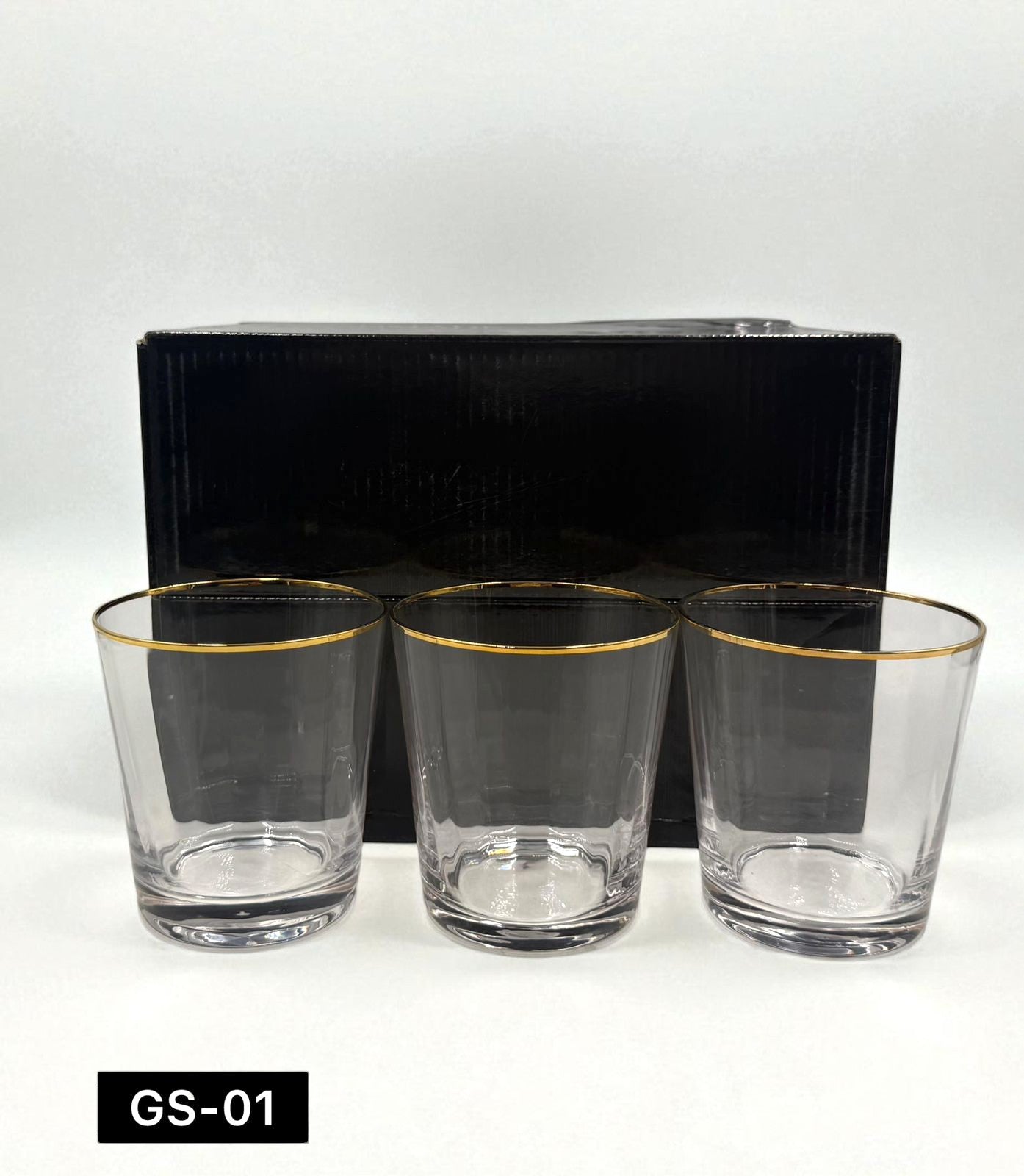 6-Piece Gold Rim Glass Tumbler Set – Timeless Whiskey & Cocktail Glasses