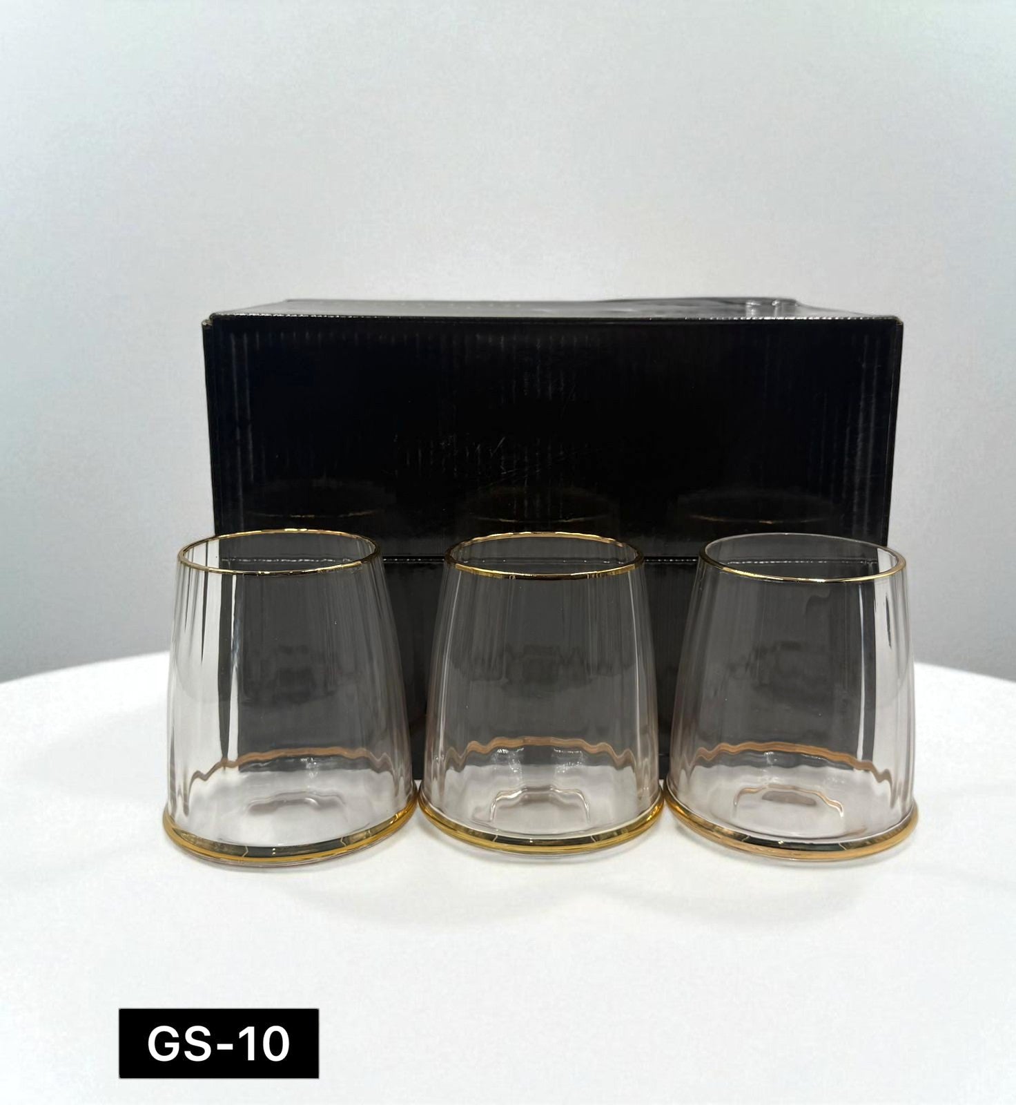Modern Gold-Rimmed Glass Tumblers – 6-Piece Imported Set | Dual-Gilded Lowball Glasses for Water, Juice, Whiskey & More