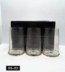 Opulent 6 Piece Gold-Rimmed Glassware Set: Elegant Home Bar Tumblers