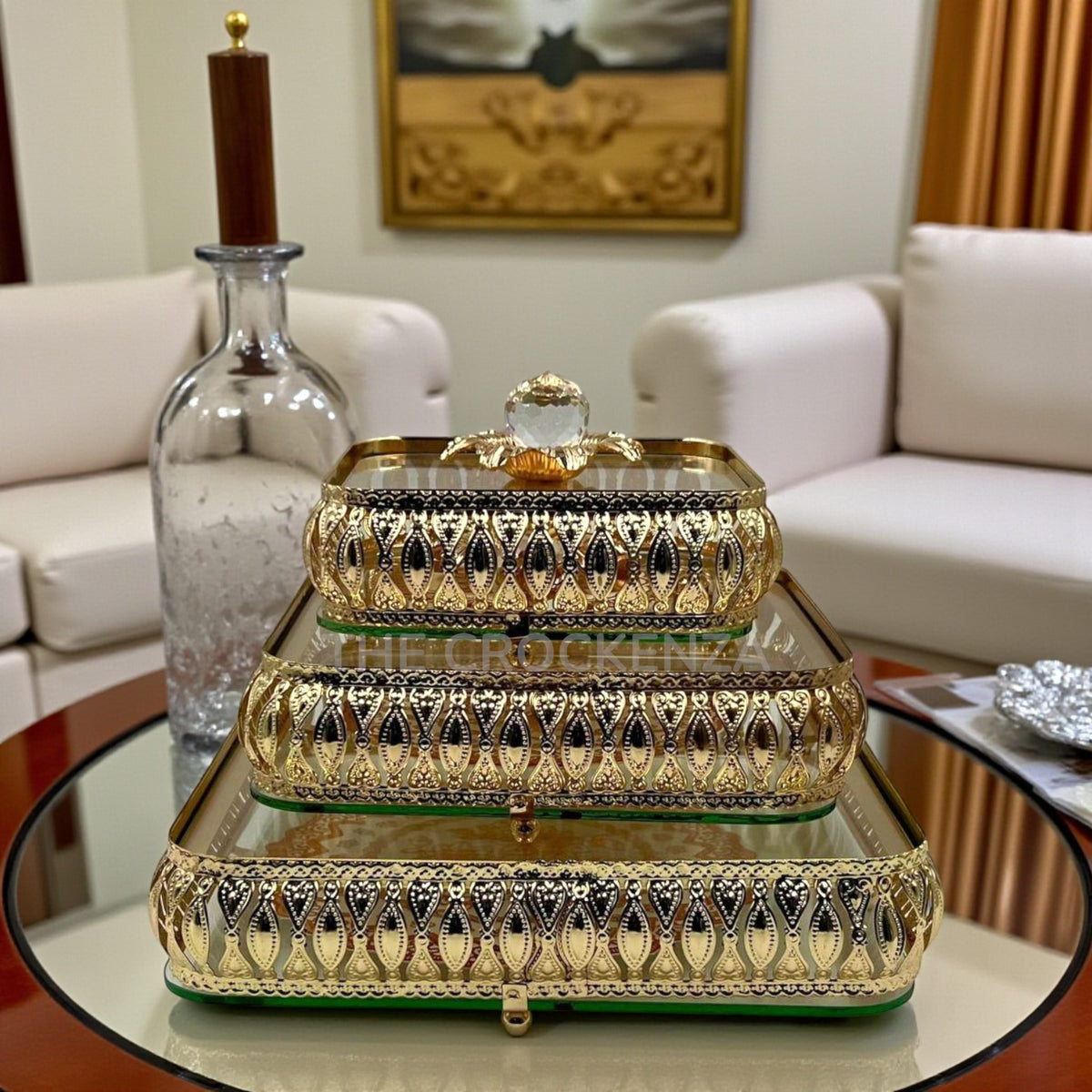 Premium Candy Dish Set – 3-Piece Decorative Tableware with glass base and lid