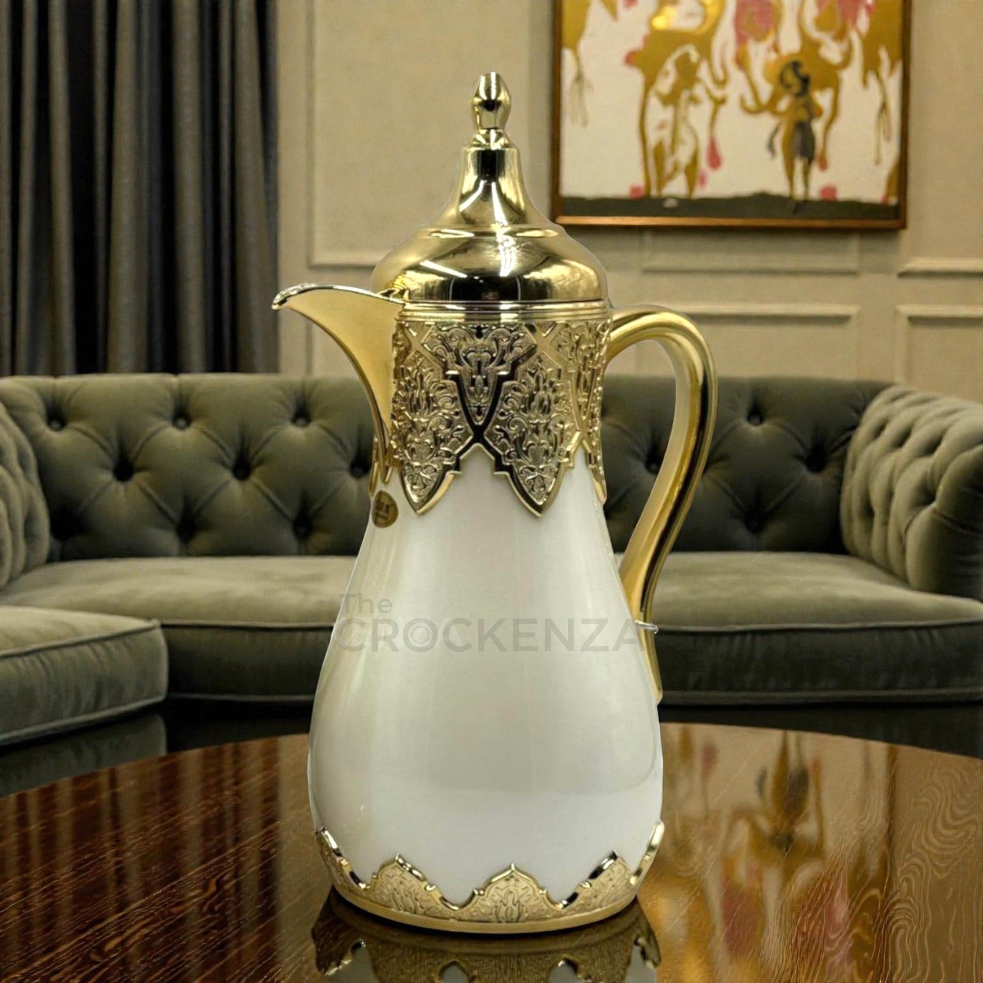 Shimizu Original Arabic Style Insulated Thermos with Ornate Gold Detailing