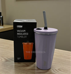 TYESO Imported 600ml Vacuum Insulated Coffee & Juice Tumbler – Premium Leak-Proof Steel Cup with Straw