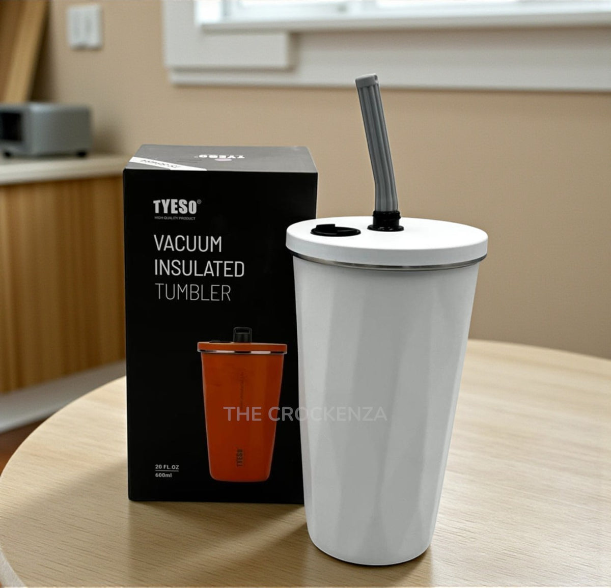 TYESO Imported 600ml Vacuum Insulated Coffee & Juice Tumbler – Premium Leak-Proof Steel Cup with Straw