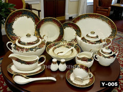 Royal Yamasen Japan-inspired Gold & Maroon Dinnerware Set | Luxury 75/103 Piece Collection for 8 & 12 Persons Serving