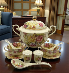 Old Country Roses Heirloom Edition: 23-Piece Luxury Soup Set – Royal Albert Inspired Fine Porcelain in Cream & Gold Trim