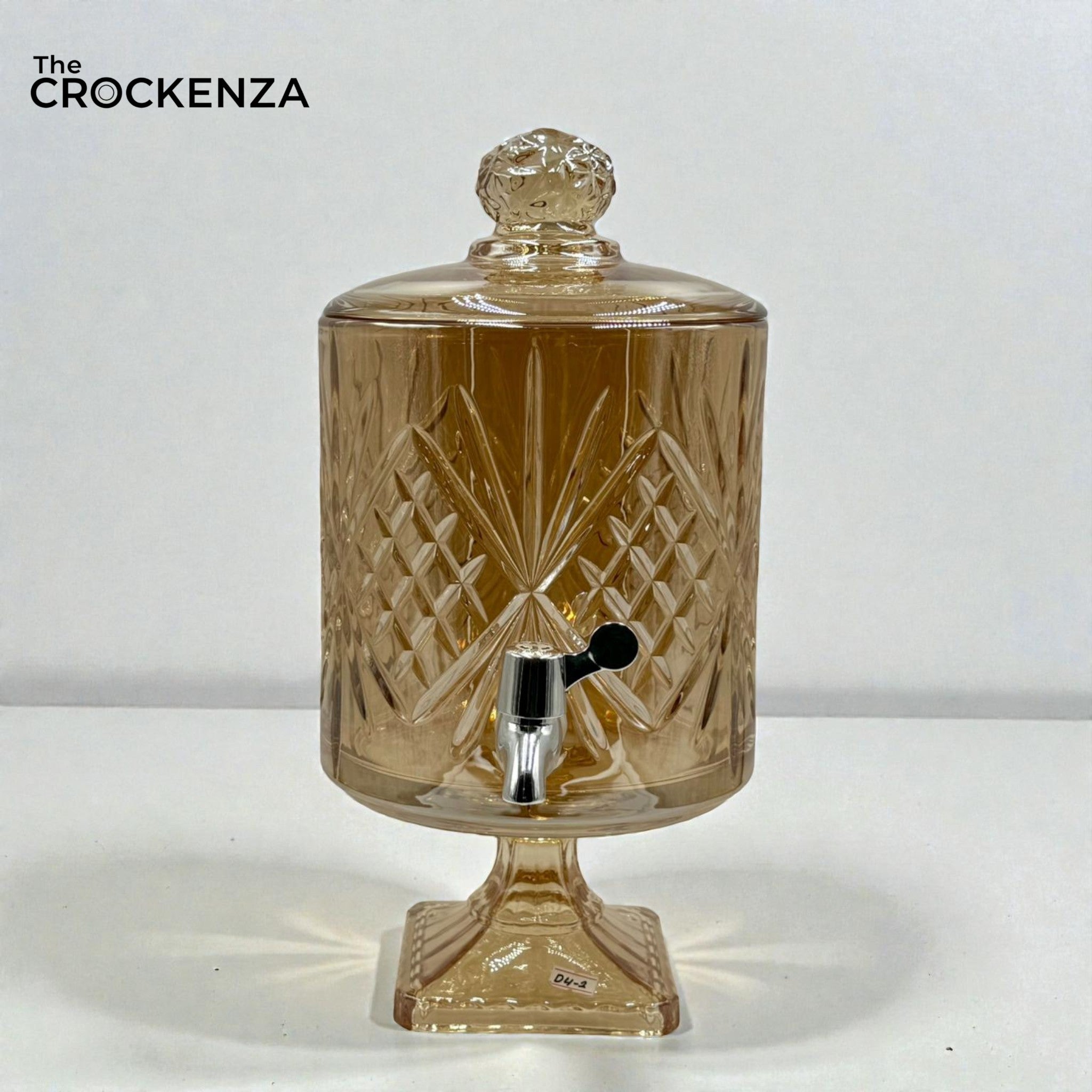 Luxury Amber Crystal Glass Beverage Dispenser with Leak-Proof Tap - Best for Parties, Weddings & Home Decor