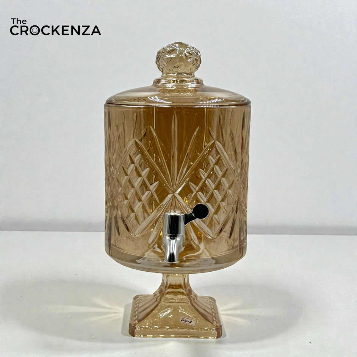 Luxury Amber Crystal Glass Beverage Dispenser with Leak-Proof Tap - Best for Parties, Weddings & Home Decor