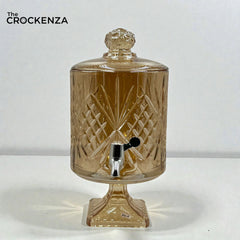 Luxury Amber Crystal Glass Beverage Dispenser with Leak-Proof Tap - Best for Parties, Weddings & Home Decor