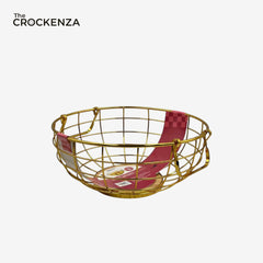 Luxury Gold Metal Fruit Basket with Handles – Elegant Wire Storage Bowl for Dining Table & Kitchen Décor