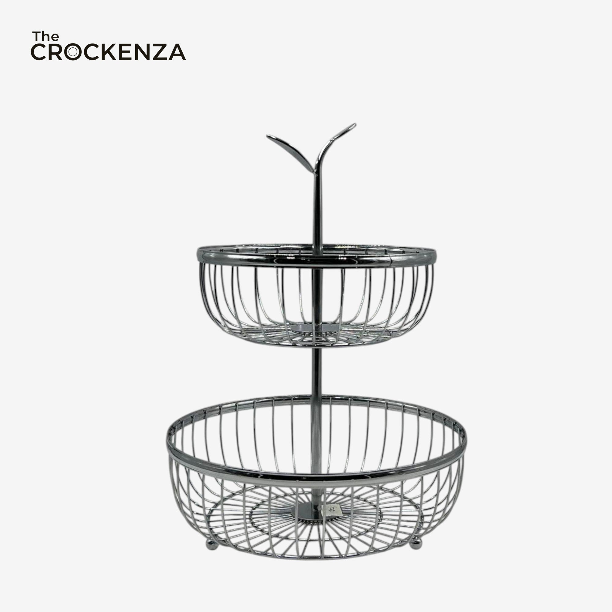 2-Tier Stainless Steel Fruit & Vegetable Basket – Space-Saving Wire Storage Stand for Kitchen Countertop