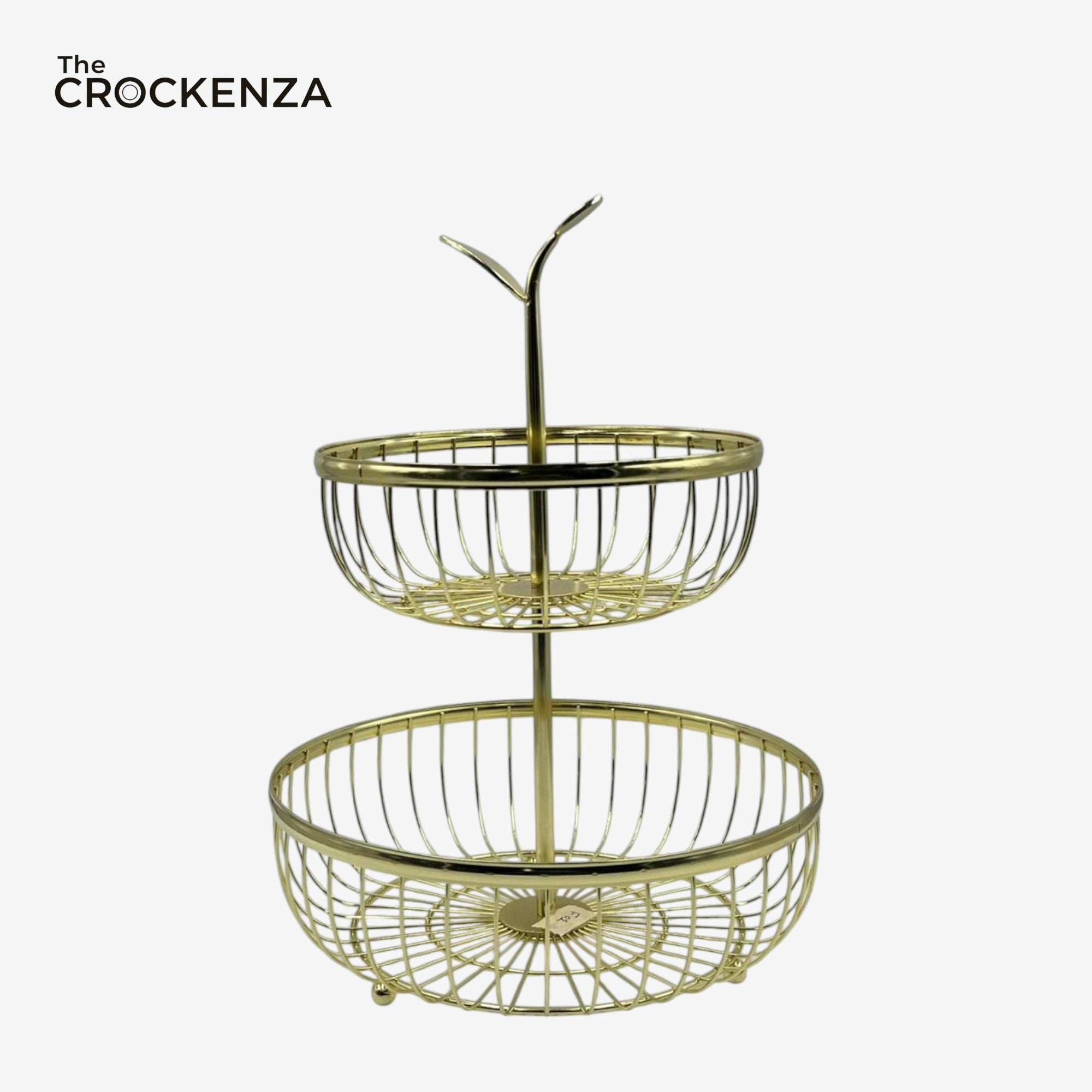 2-Tier Stainless Steel Gold Fruit & Vegetable Basket – Space-Saving Wire Storage Stand for Kitchen Countertop
