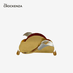Luxury Gold Cloud-Shaped Napkin Holder with White Lily Detail