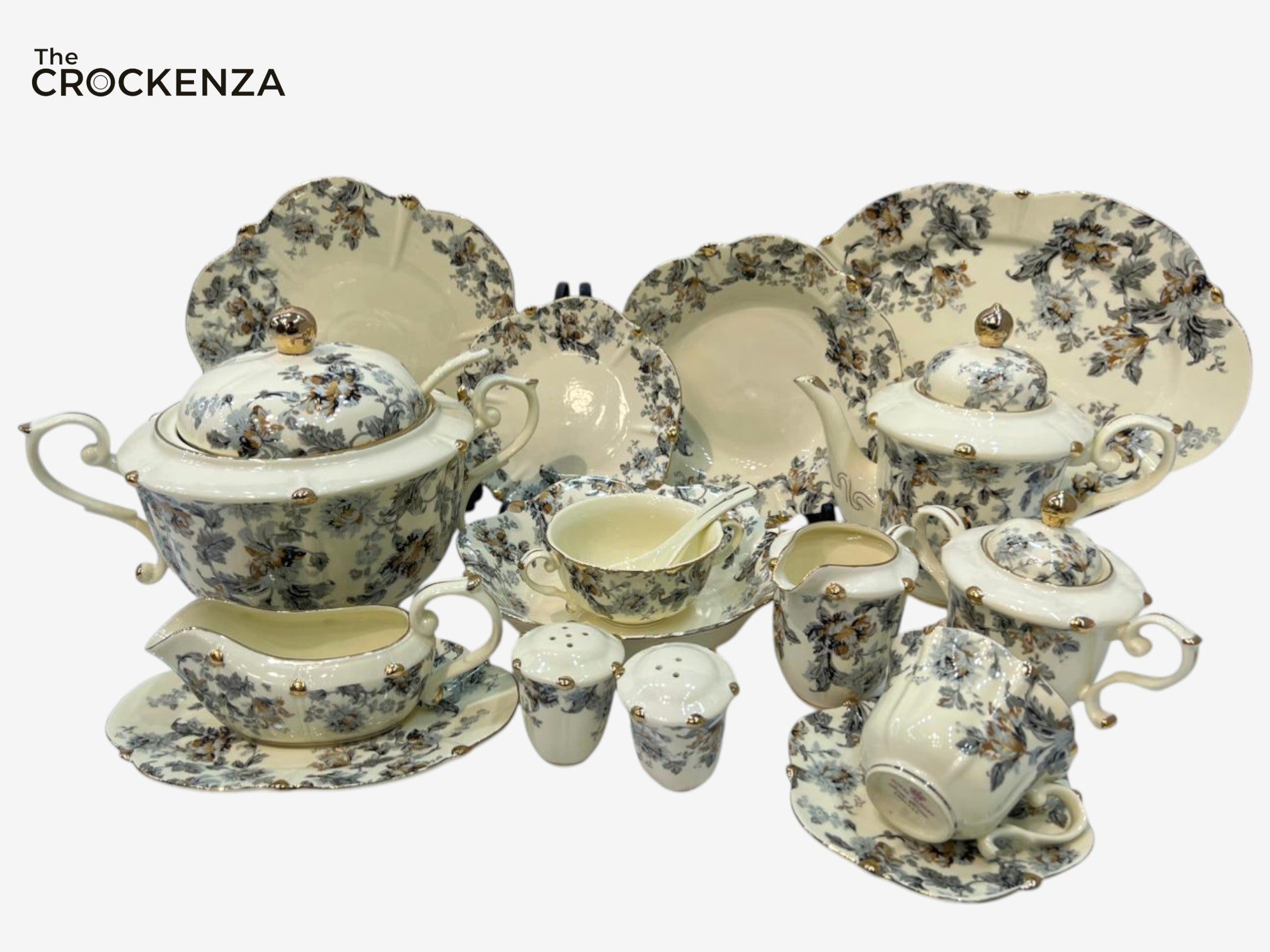 Imported Premium 75 Pcs Dinner Set for 8-persons Serving - Inspired by Royal Albert England