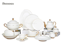 Imported Johnson Bros Inspired Luxury Gold-rimmed Plain White Complete Dining Set — 65 & 89 Pcs Serving