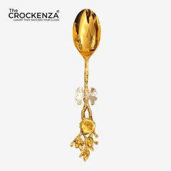 Luxury Gold Floral Serving Spoon – Premium Decorative Stainless Steel Dinner Spoon